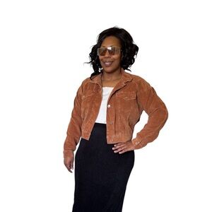 American Eagle Outfitters Rust Brown Corduroy Cropped Jacket